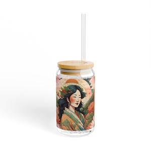 Floral Art Sipper Glass, 16oz - Eco-Friendly Drinkware for Home, Garden Party, Mother's Day Gift, Unique Beverage Container, Summer Vibes