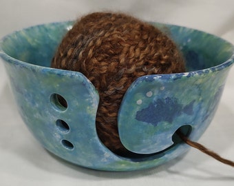 Hand Painted Ceramic Yarn Bowl, Knitting Crochet Bowl