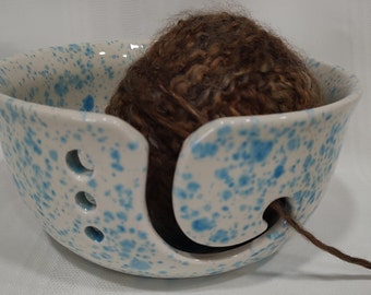 Hand Painted Ceramic Yarn Bowl: Knitting Crochet Bowl (7" Dia.)