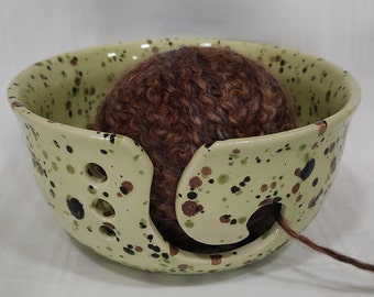 Hand-Painted Ceramic Yarn Bowl: Large Knitting Bowl