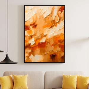 Textured burnt orange abstract wall art – modern, earthy tones canvas print for boho, minimal, and contemporary home decor