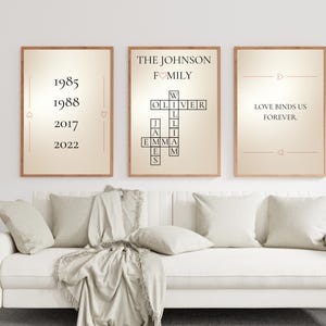 Einzigartiges Familienpuzzle, individuelle Scrabble-Wandkunst, Familiennamen-Puzzle, individueller Kreuzworträtsel-Druck, Nachnamen-Zeichen Stammbaum-Wandkunst