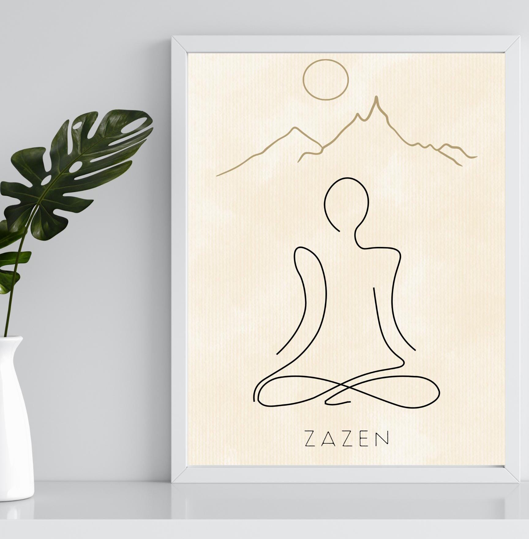 Stampa della posizione di meditazione Zazen: Japandi Zen Wall Art