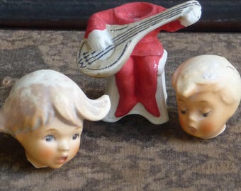 Vintage German doll head, Altered Art, Assemblage Doll head