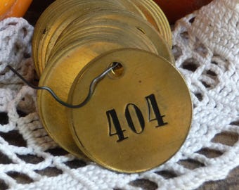 Vintage Numbered Brass Round Tags, Steampunk Jewelry Supplies, Mixed Media Findings 400s