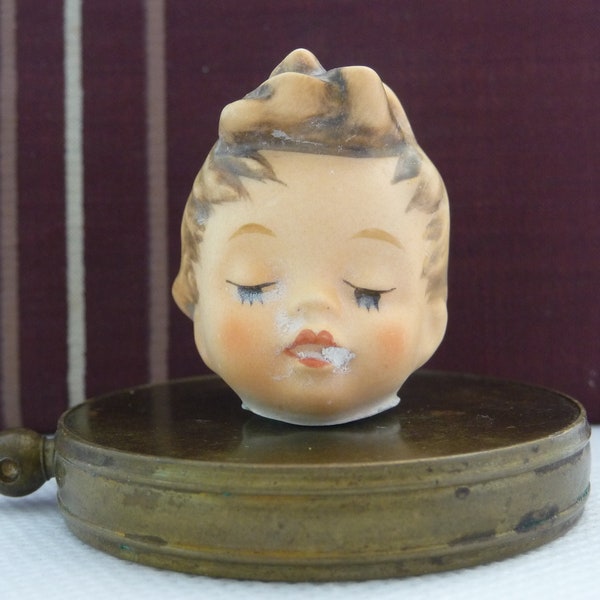 Vintage German doll head, Altered Art, Assemblage Doll head