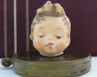 Vintage German doll head, Altered Art, Assemblage Doll head