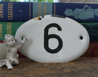 Vintage house number | enamel number | porcelain number | door number | plaque | number 6 or 9