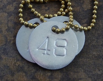 Number 48 TAG, vintage tag, aluminum number tag, sheep, cow, livestock tag