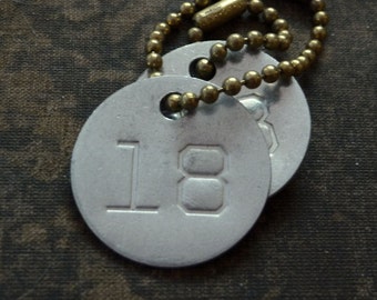 Vintage number tag, number 18, vintage tag, aluminum number tag, sheep, cow, livestock tag