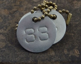 Number 33 TAG, vintage tag, aluminum number tag, sheep, cow, livestock tag