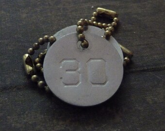 Number 30 TAG, vintage tag, aluminum number tag, sheep, cow, livestock tag