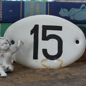 Vintage house number | enamel number | porcelain number | door number | plaque | number 15