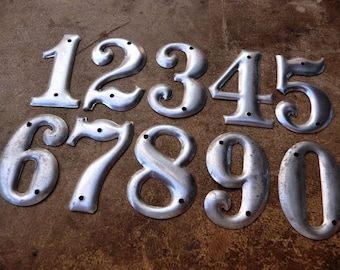 Industrial Numbers, 3", Vintage Metal Numbers, Aluminum Numbers, House Numbers, 1 2 3 4 5 6 7 8 9 0