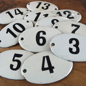 Vintage Enamel Number 1-49 Porcelain Number Hotel Door Number Enamel Plaque Porcelain Enamel Number Many Numbers Available Authentic image 1