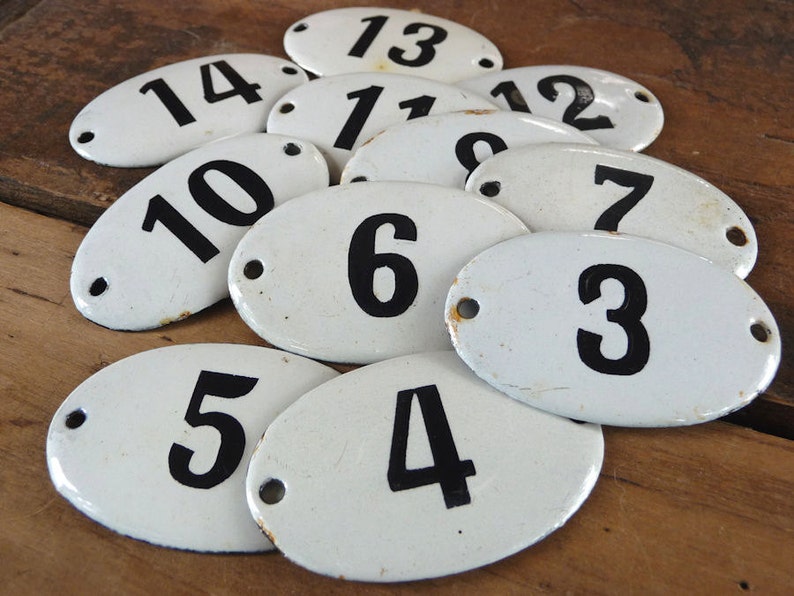 Vintage Enamel Number 1-49 Porcelain Number Hotel Door Number Enamel Plaque Porcelain Enamel Number Many Numbers Available Authentic image 1