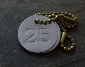 Number 25 TAG, vintage tag, aluminum number tag, sheep, cow, livestock tag