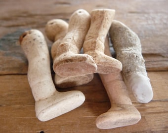 Antique German doll LEGS, 6qty excavated parts