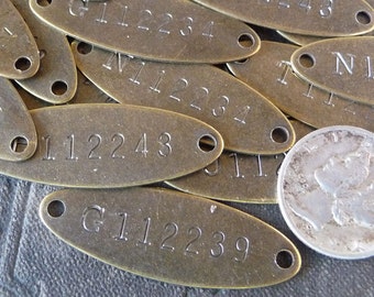 Three Brass Tags | Vintage Numbered Metal Tag | Marker ID tags | Tiny Number Tags