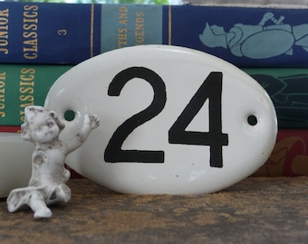 Vintage house number | enamel number | porcelain number | door number | plaque | number 24