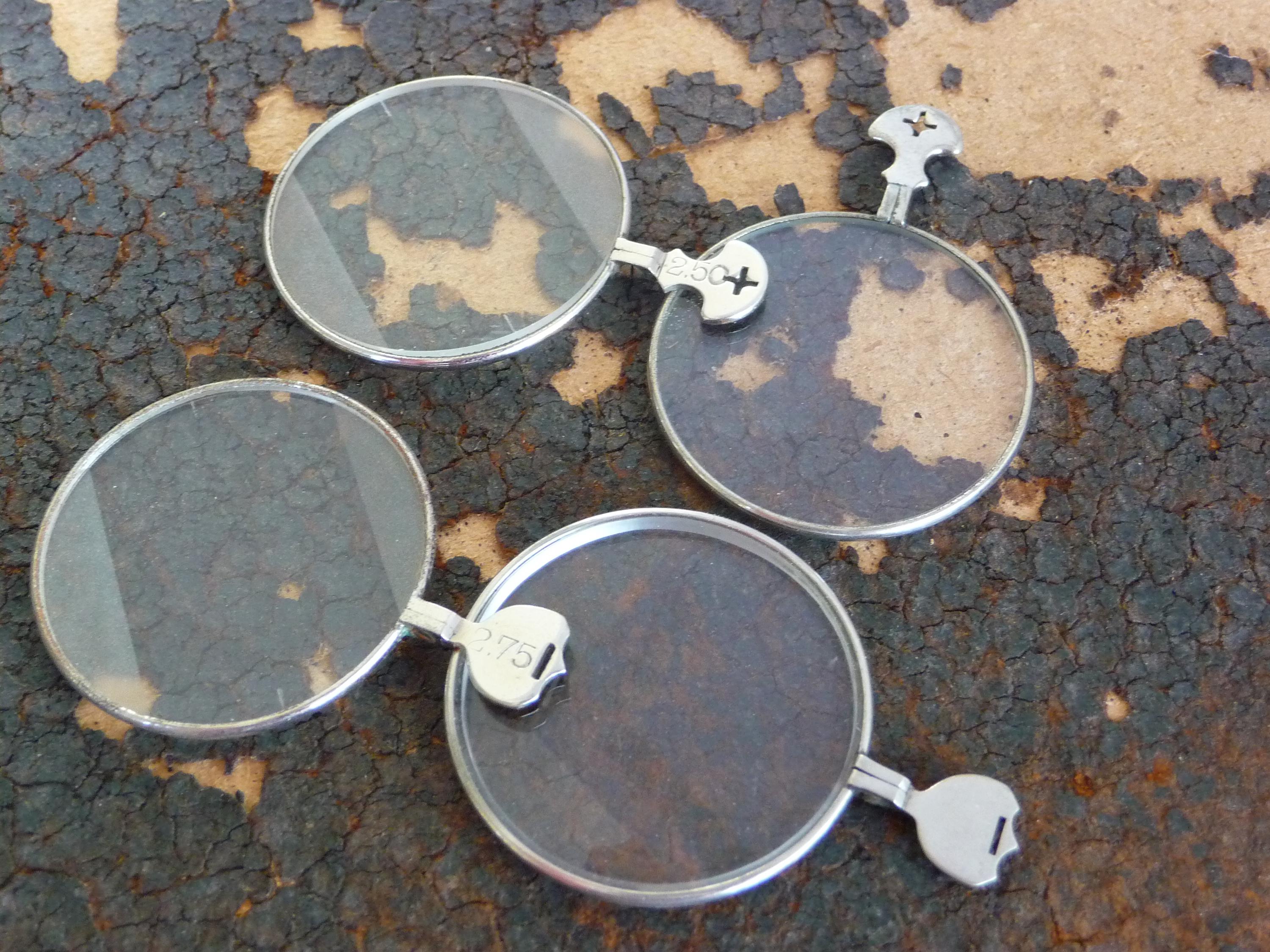 Antique SILVER Optical Lens Monocle Oval Loop Tab FROSTED Diffused ...
