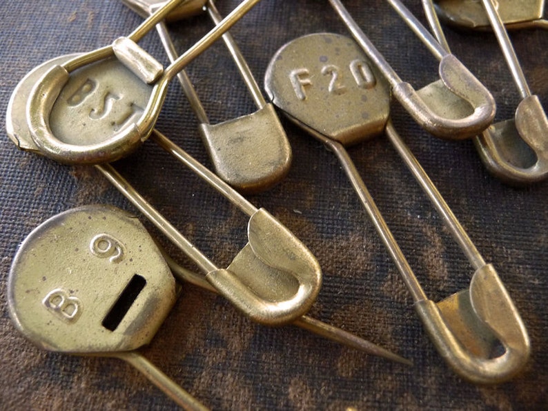 6 Vintage Laundry Pins Rare Brass Embossed Numbers on Marker Etsy