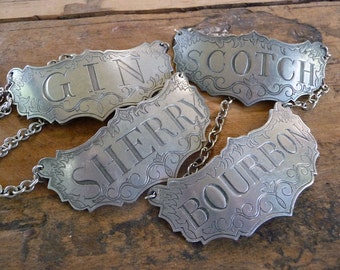Sherry or Brandy Vintage Liquor Decanter Label, Choose Your Poison