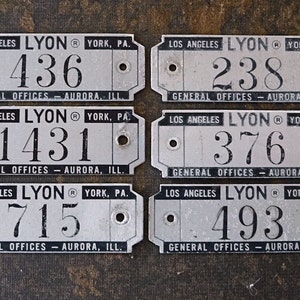 Lyon locker numbers, vintage locker number, locker basket blate, ID marker image 3