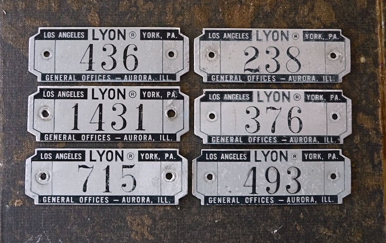 Lyon locker numbers, vintage locker number, locker basket blate, ID marker image 3