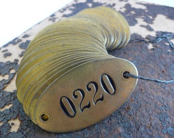 Vintage Numbered Brass Oval Tags, Steampunk Jewelry Supplies, Mixed Media Findings