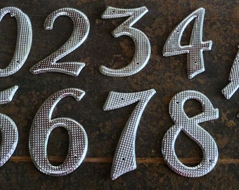 3-3/4" inch Vintage Textured Metal Numbers, 3, 4, 5, 6, 7, 8, 9, 1/2, House Number