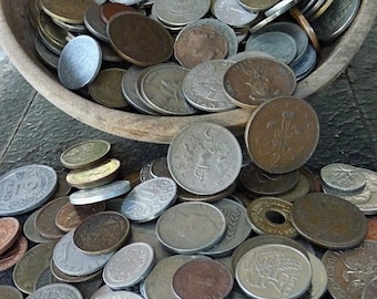 World coins, foreign coins, foreign currency, 25 pieces of money