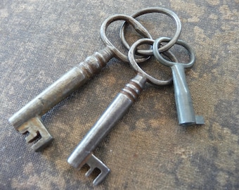 Three vintage skeleton keys | Cabinet key | Small to medium