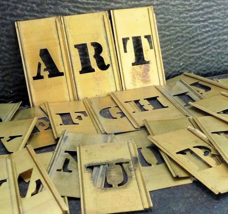 Brass Stencils Vintage Stencil Alphabet Letters Primitive Etsy