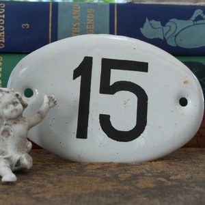 Vintage house number | enamel number | porcelain number | door number | plaque | number 15