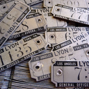 Lyon locker numbers, vintage locker number, locker basket blate, ID marker image 2