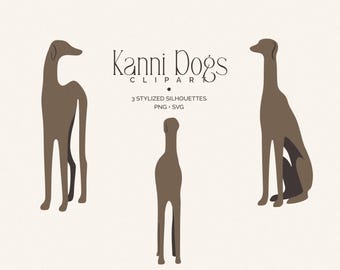Conjunto de imágenes prediseñadas de perros Kanni: 3 siluetas estilizadas (SVG + PNG)