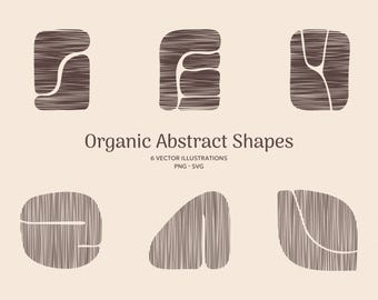 Organic Abstract Shapes: 6 Hand-Drawn Modern Designs (SVG + PNG)
