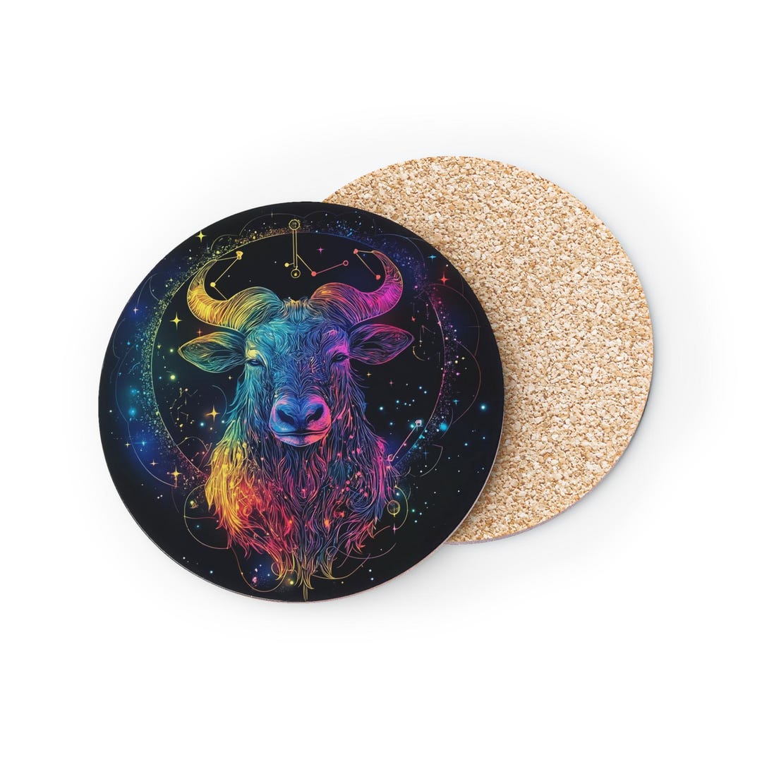 Colorful Cosmic Goat Coasters, Zodiac, Astrology, Home Decor, Tableware ...