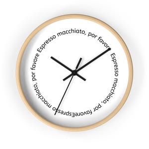 Espresso Wall Clock, Espresso Macchiato, Por Favor Wall Clock Funny Coffee Decor, Coffee Lovers, Gift for Barista