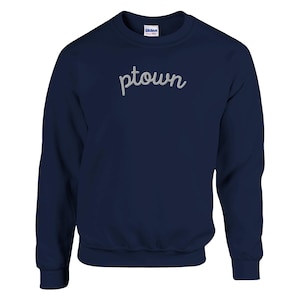 Provincetown &quot;Ptown&quot; Crewneck Embroidered Sweatshirt, Gender-Neutral, Embroidered Apparel, Coastal Gifts, Gifts for Him, Gifts for Her