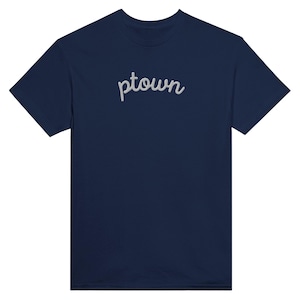 Provincetown &quot;Ptown&quot; Heavyweight Embroidered Crewneck T-Shirt, Gender-Neutral, Embroidered Apparel, Coastal Gift, Gift for Him, Gift for Her