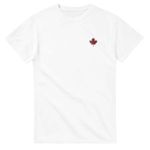 Maple Leaf Embroidered Crewneck T-Shirt, Heavyweight Cotton, Gender-Neutral Apparel