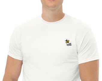 Embroidered Bee Kind T-Shirt - Minimalist Cotton Unisex Tee