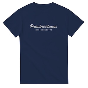 Embroidered Provincetown Heavyweight Crewneck T-shirt, Gender-Neutral, Coastal Apparel, Gifts for Him, Gifts for Her