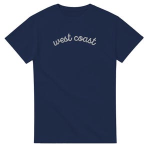 Maglietta girocollo pesante con ricamo West Coast, unisex