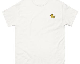 Broderad anka-t-shirt, minimalistisk djurtröja