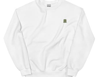 Embroidered Frog Sweatshirt, Gender-Neutral Cute Apparel
