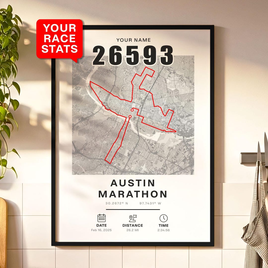 Personalized Austin Marathon Print – Custom Marathon Route Map Poster ...