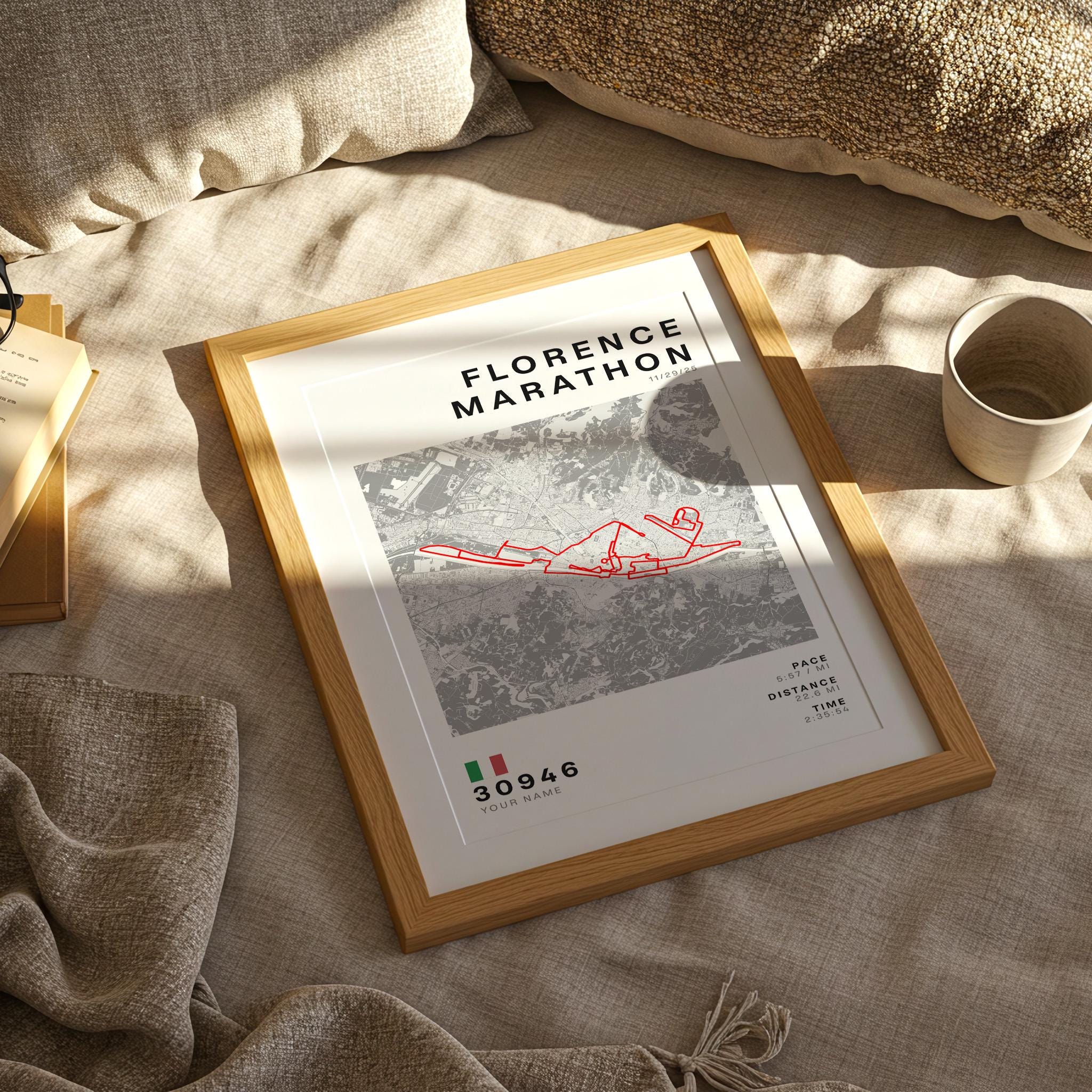 Personalized Florence Marathon Map Print – Custom Runner Gift - Etsy